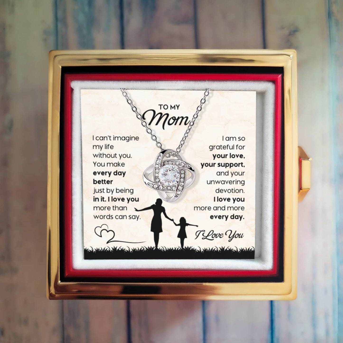 To My Mom – My Everyday Blessing (Rotating Rose Necklace)