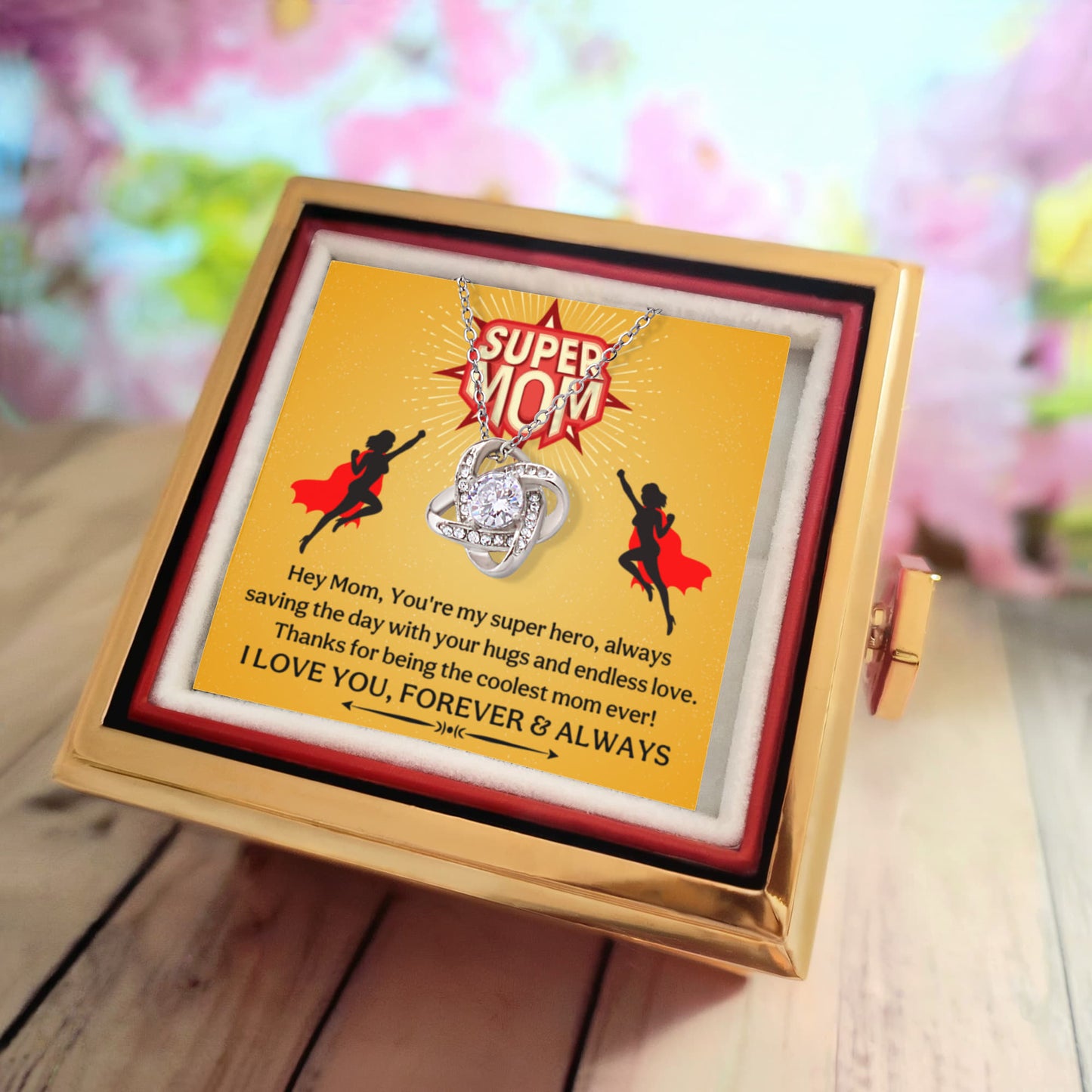 Super Mom β Forever & Always (Rotating Rose Necklace)