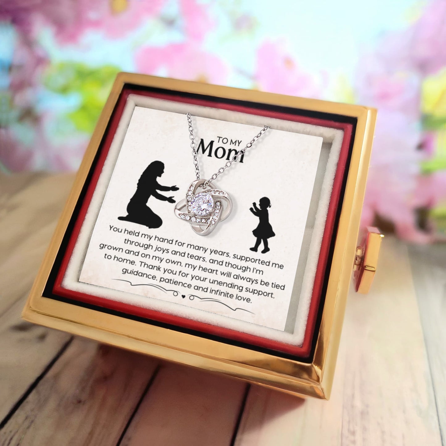 Tied to Home – Rotating Rose Necklace for Mom