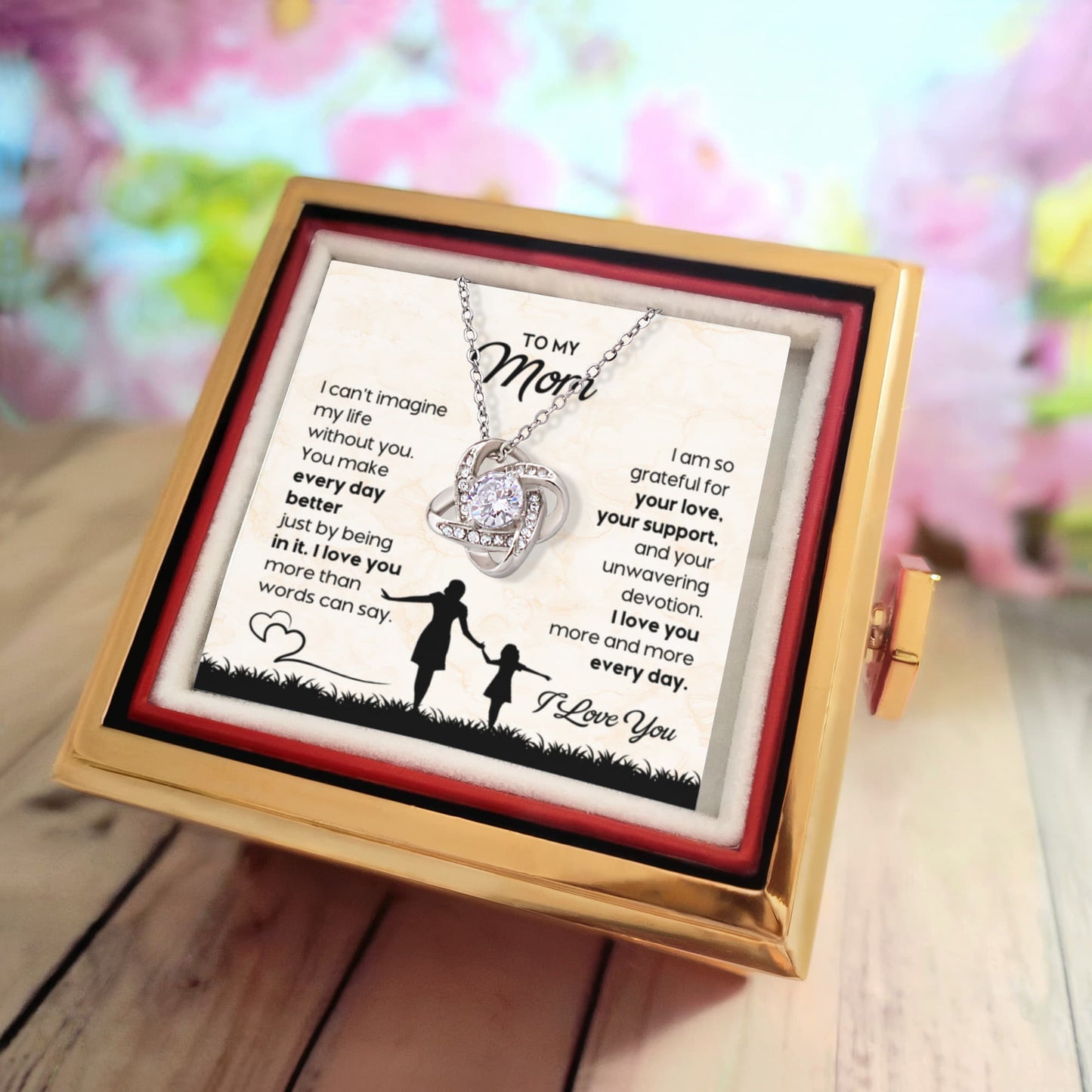 To My Mom – My Everyday Blessing (Rotating Rose Necklace)