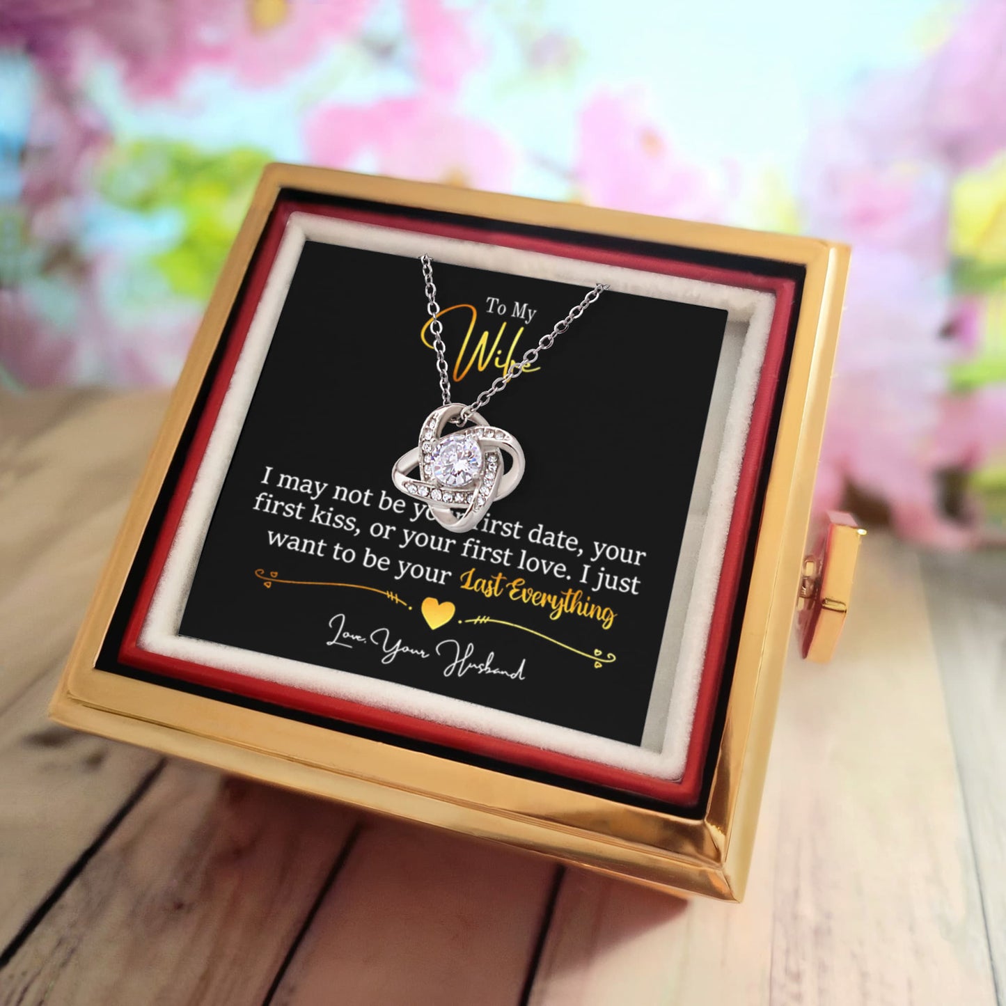 To My Wife – Last Everything (Necklace with Rotating Rose Box)