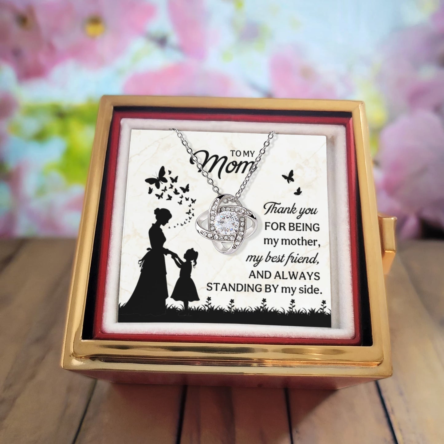 Mom – My Best Friend (Rotating Rose Necklace)