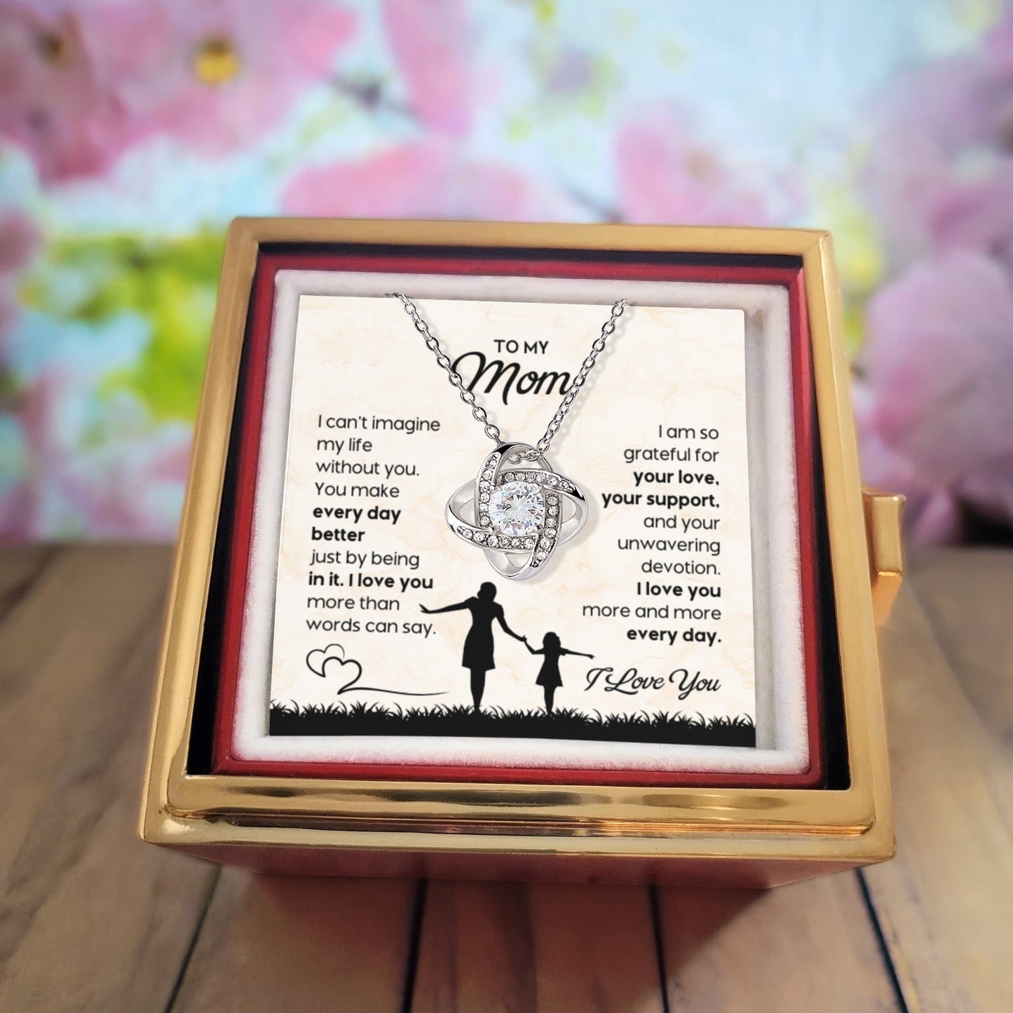 To My Mom – My Everyday Blessing (Rotating Rose Necklace)