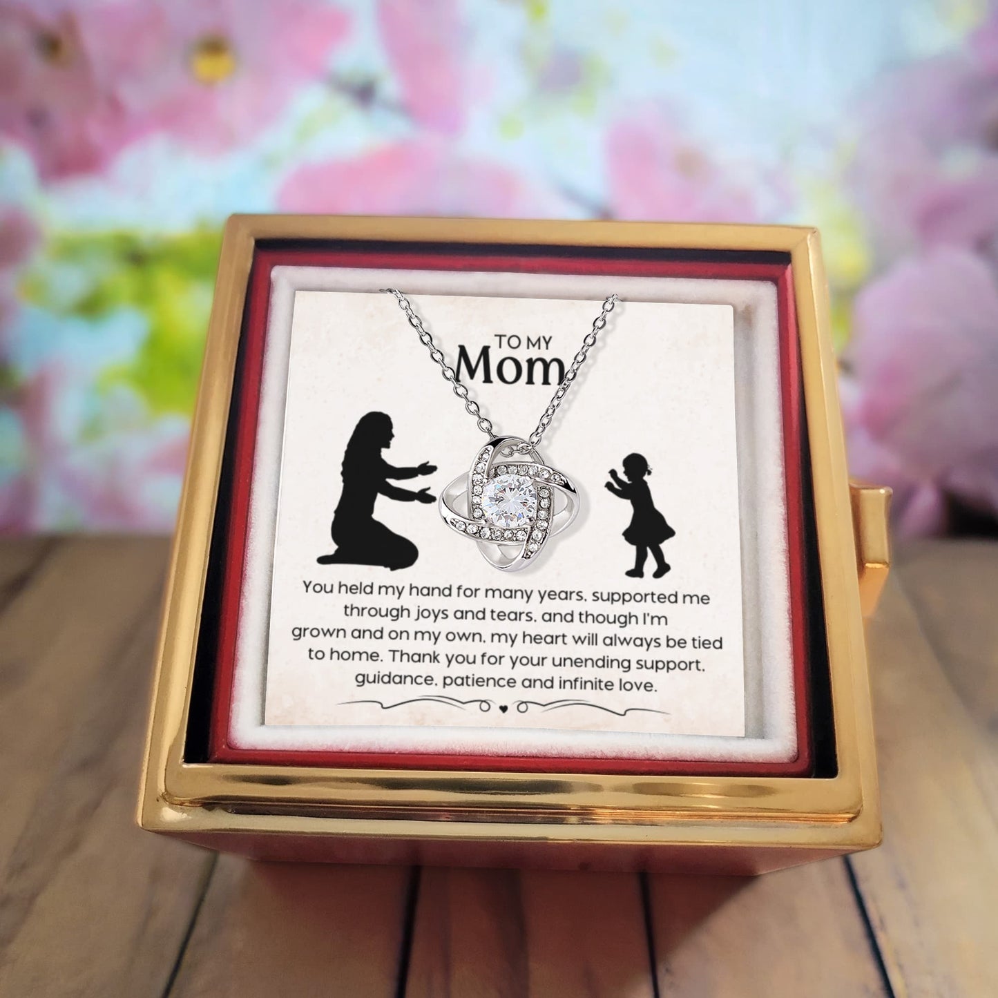 Tied to Home – Rotating Rose Necklace for Mom