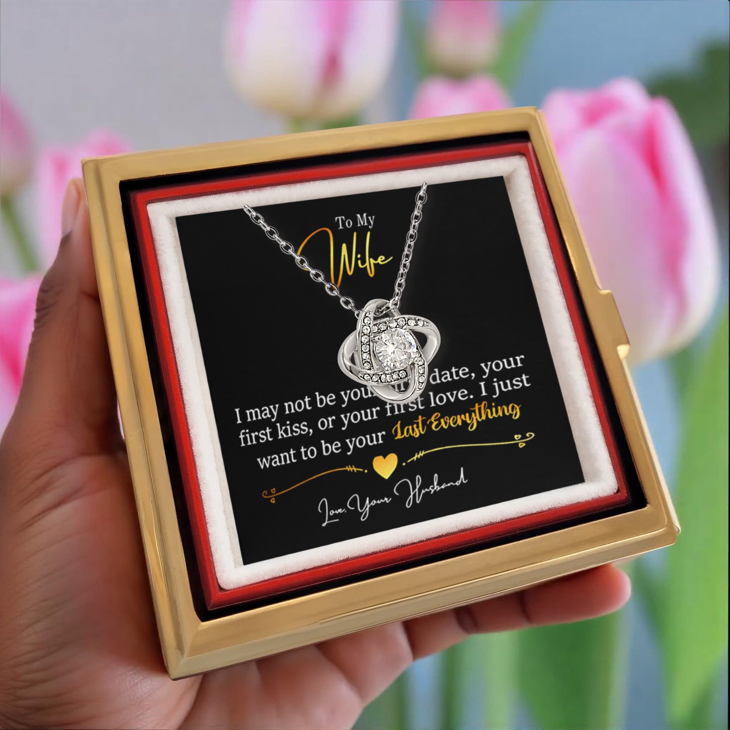 To My Wife – Last Everything (Necklace with Rotating Rose Box)