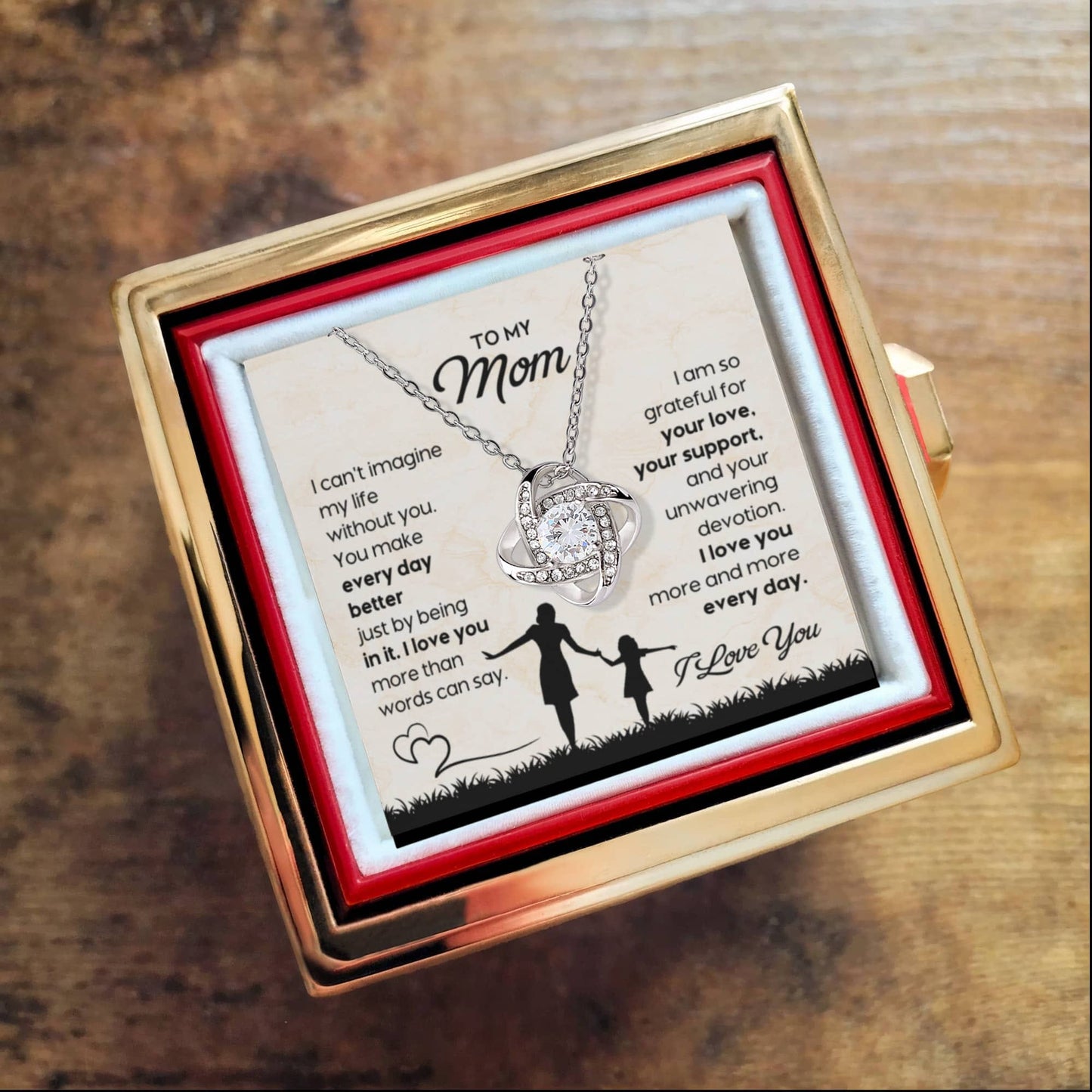 To My Mom – My Everyday Blessing (Rotating Rose Necklace)