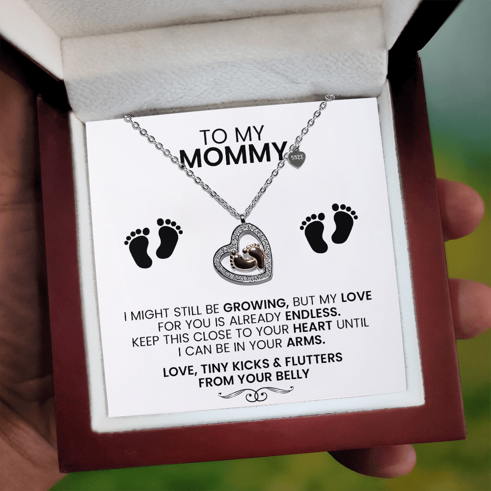 To My Mommy – Baby Feet Necklace Gift From the Bump