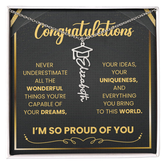 Graduation Name Necklace – Proud of the Person You’ve Become