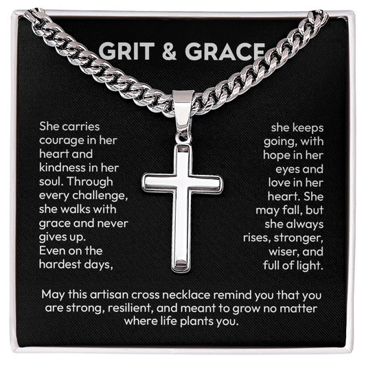 Artisan Cross Necklace with Cuban Link – Symbol of Faith, Strength & Protection