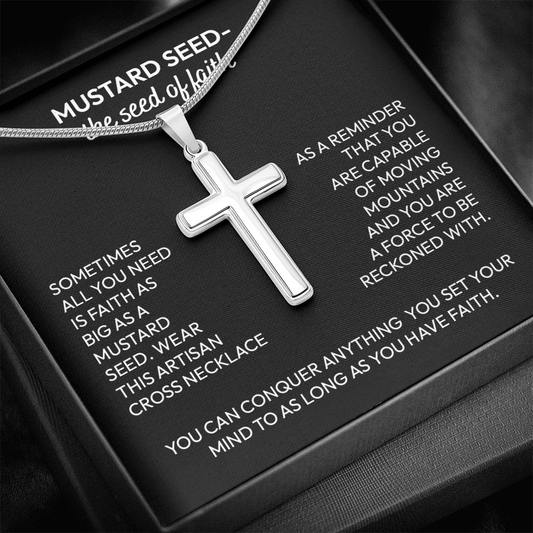 Mustard Seed Faith Artisan Cross Necklace – Inspirational Christian Gift