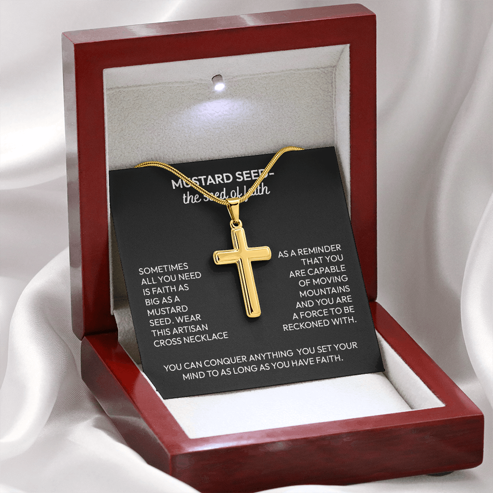Mustard Seed Faith Artisan Cross Necklace – Inspirational Christian Gift