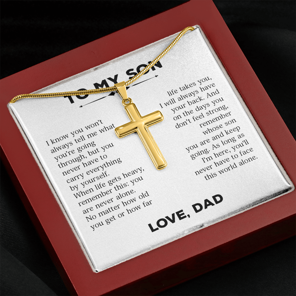 To My Son – You Never Have to Carry It Alone Cross Necklace