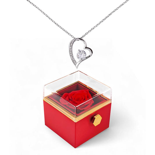 Rotating Forever Love Necklace in Rose Box – Romantic Gift for Her