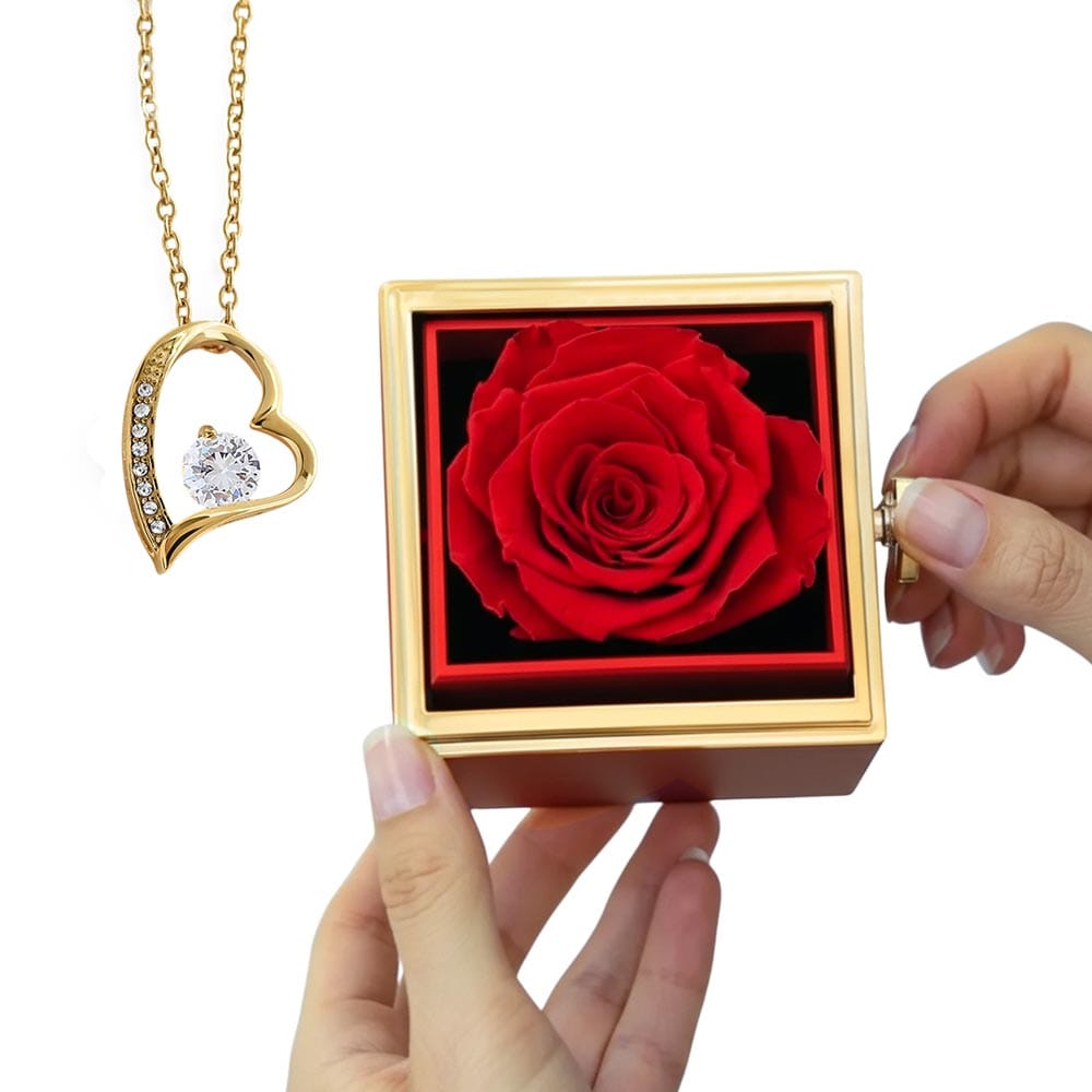 Rotating Forever Love Necklace in Rose Box – Romantic Gift for Her