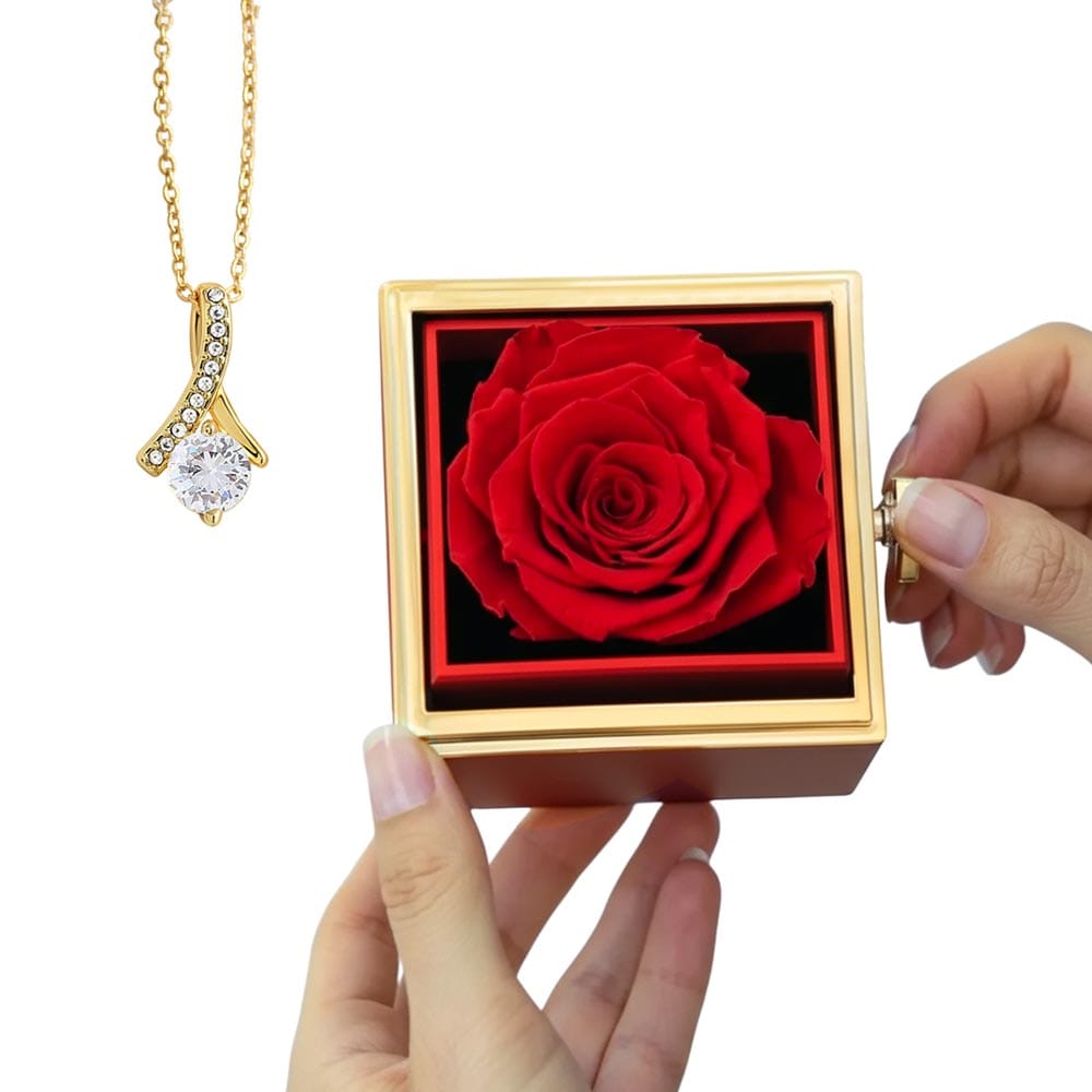 Rotating Alluring Beauty Necklace in Rose Box – Romantic Gift for Her