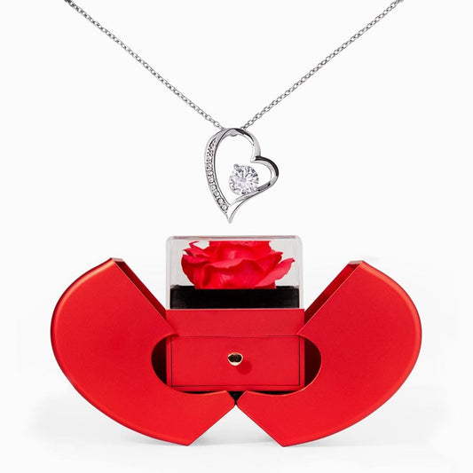 Forever Love Necklace in Red Rose Box – Romantic Gift for Her