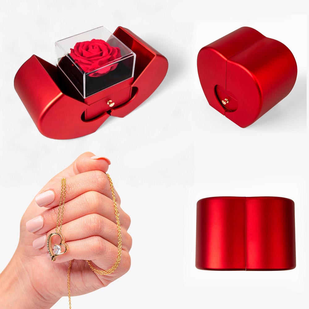 Forever Love Necklace in Red Rose Box – Romantic Gift for Her