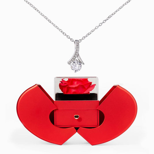 Alluring Beauty Necklace in Red Rose Box – Romantic Gift for Her