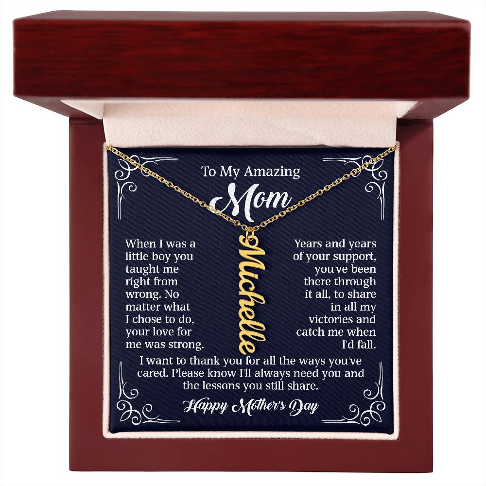 To My Amazing Mom - Years Of Your Support (Custom Vertical Name Necklace)