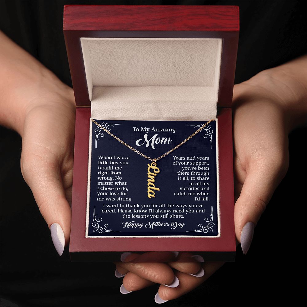 To My Amazing Mom - Years Of Your Support (Custom Vertical Name Necklace)