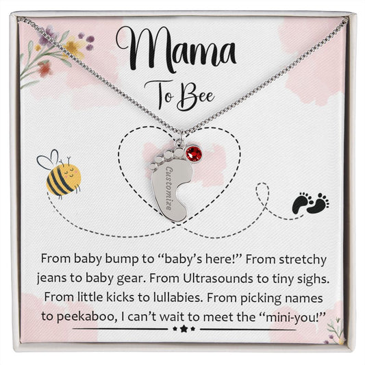 Mama To Bee - "Baby's Here" (Custom Necklace With Birth Stone)