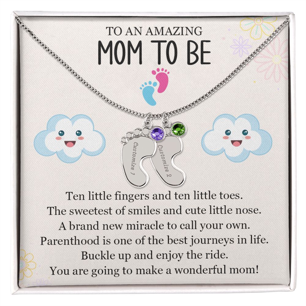 To An Amazing Mom To Be - A Brand New Miracle (Custom Name Necklace W/ Birthstone)