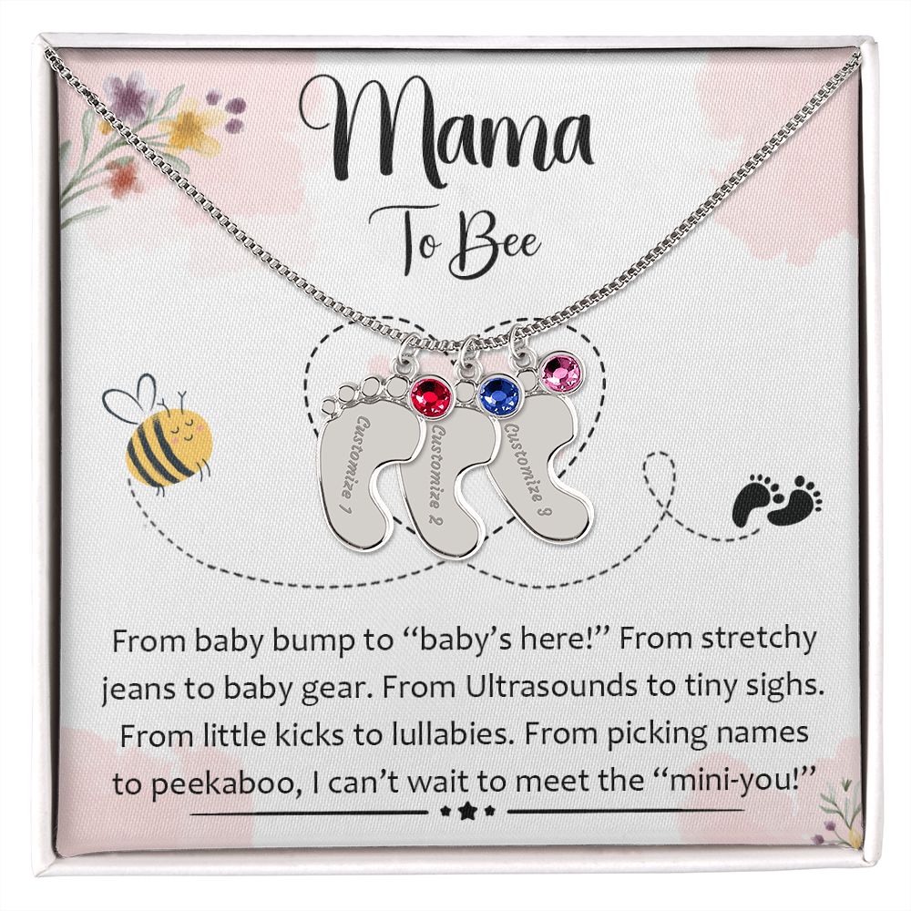 Mama To Bee - "Baby's Here" (Custom Necklace With Birth Stone)