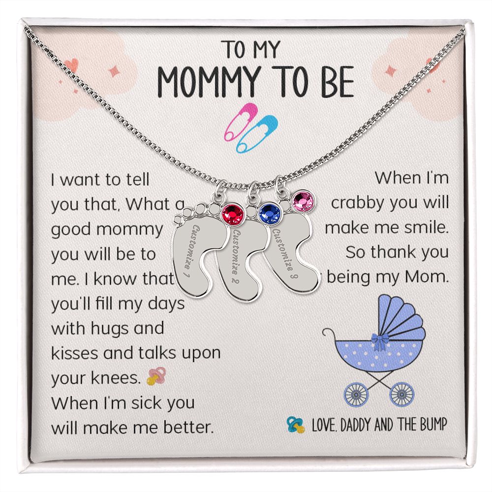 To My Mommy To Be - Love Daddy And The Bump (Custom Name Necklace w/ Birthstone)