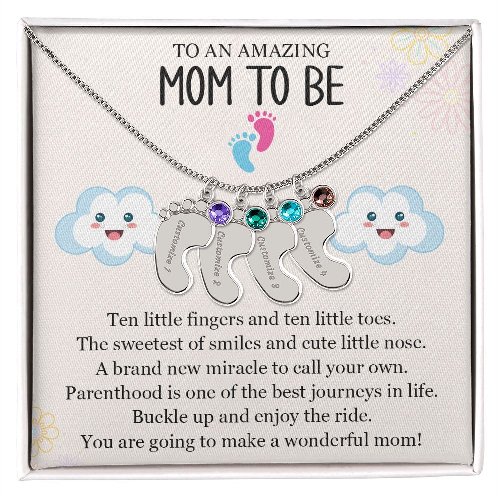 To An Amazing Mom To Be - A Brand New Miracle (Custom Name Necklace W/ Birthstone)