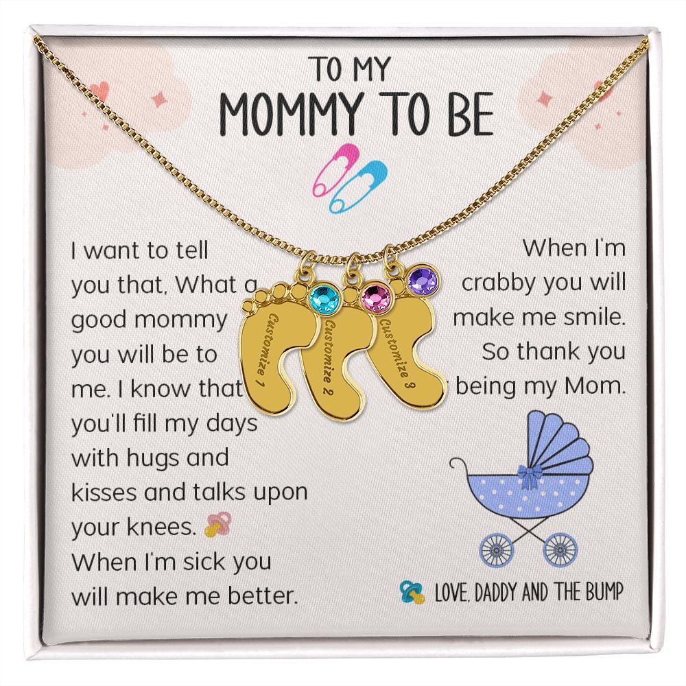 To My Mommy To Be - Love Daddy And The Bump (Custom Name Necklace w/ Birthstone)