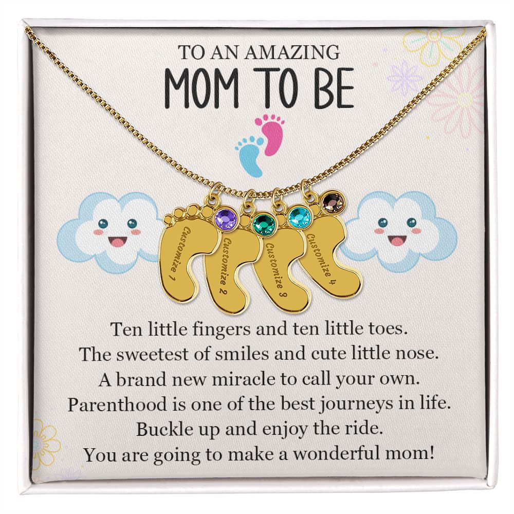 To An Amazing Mom To Be - A Brand New Miracle (Custom Name Necklace W/ Birthstone)