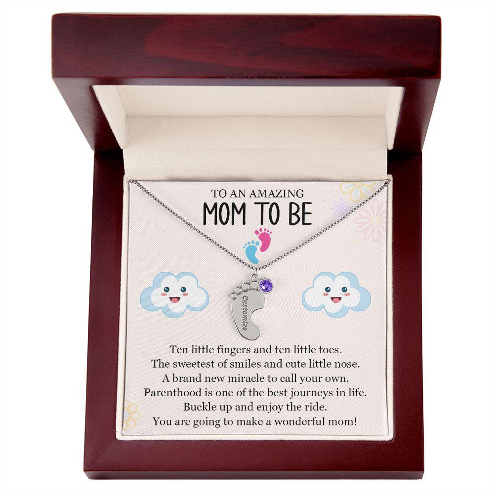 To An Amazing Mom To Be - A Brand New Miracle (Custom Name Necklace W/ Birthstone)