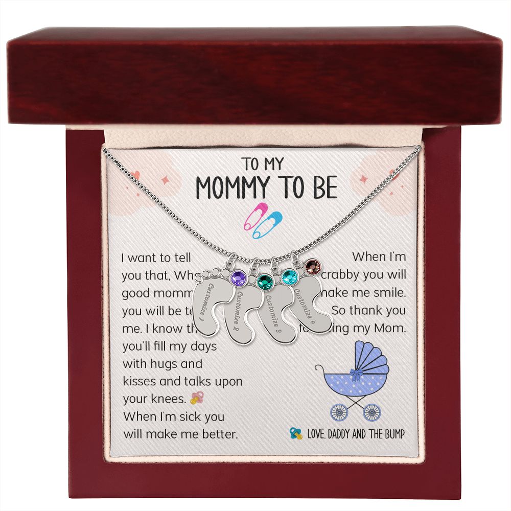 To My Mommy To Be - Love Daddy And The Bump (Custom Name Necklace w/ Birthstone)