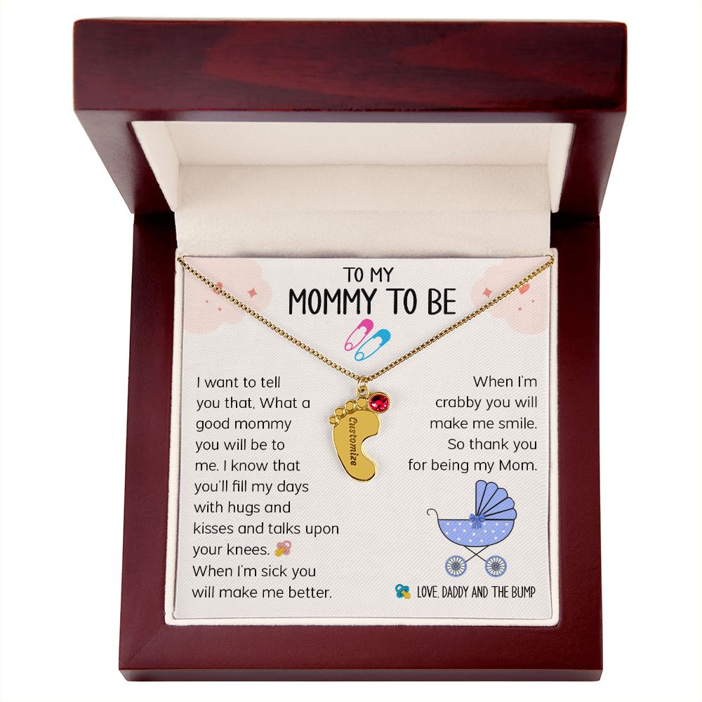 To My Mommy To Be - Love Daddy And The Bump (Custom Name Necklace w/ Birthstone)
