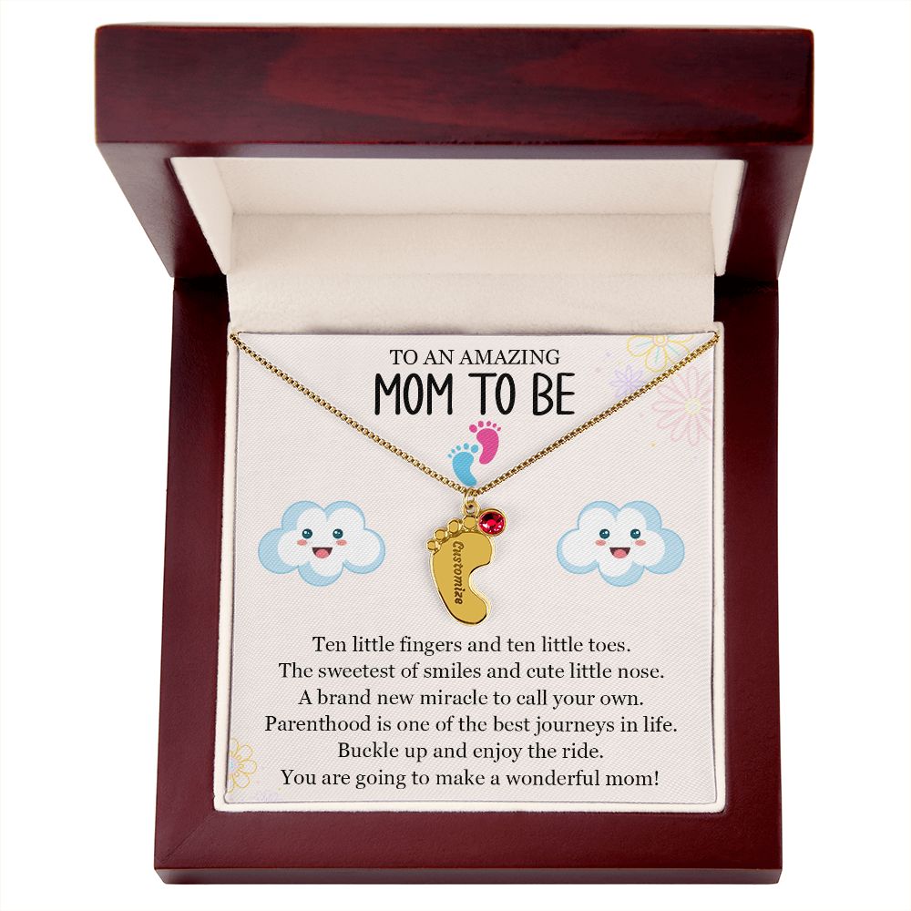 To An Amazing Mom To Be - A Brand New Miracle (Custom Name Necklace W/ Birthstone)