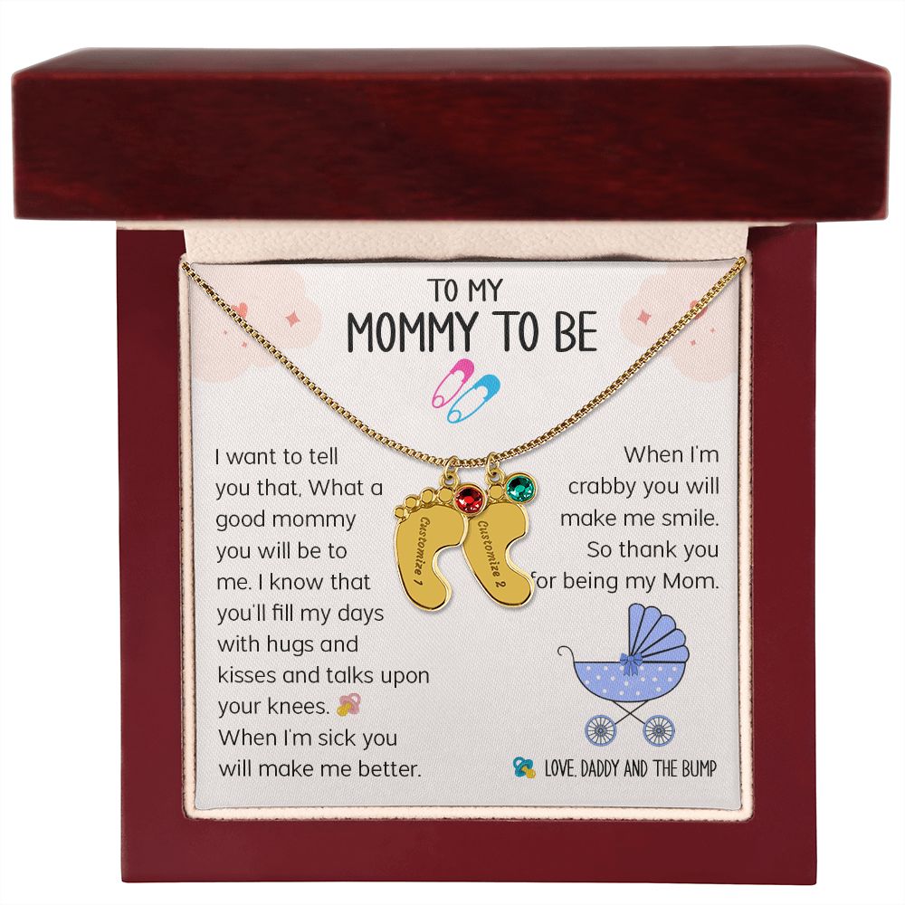 To My Mommy To Be - Love Daddy And The Bump (Custom Name Necklace w/ Birthstone)