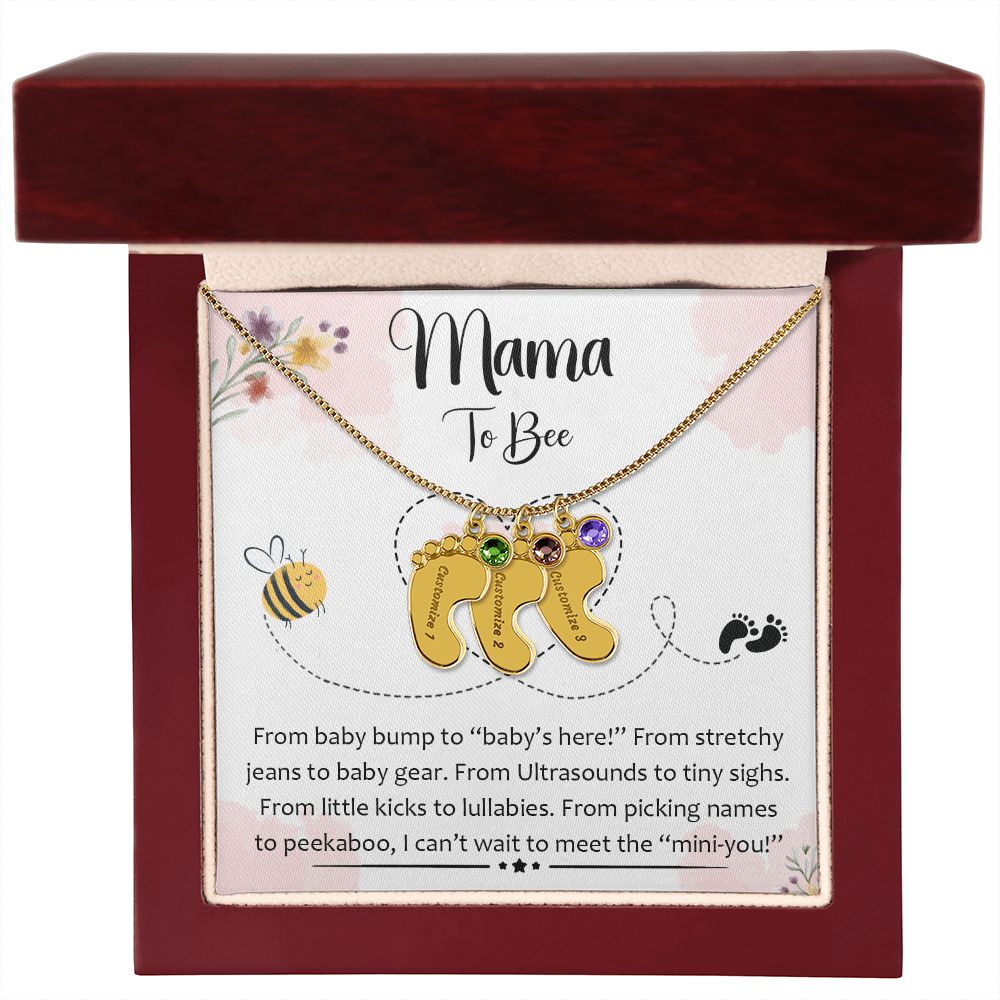 Mama To Bee - "Baby's Here" (Custom Necklace With Birth Stone)