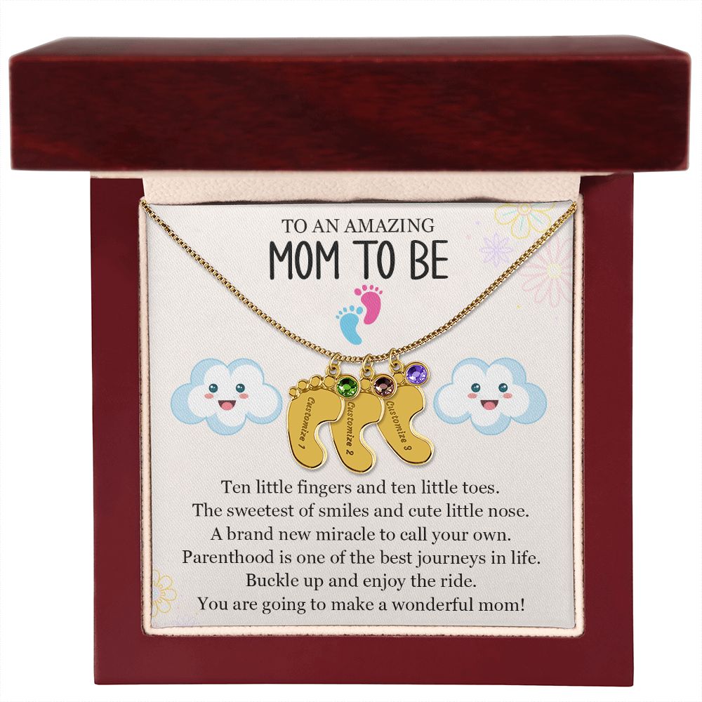 To An Amazing Mom To Be - A Brand New Miracle (Custom Name Necklace W/ Birthstone)