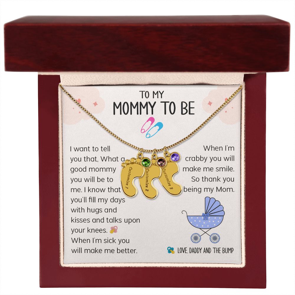 To My Mommy To Be - Love Daddy And The Bump (Custom Name Necklace w/ Birthstone)