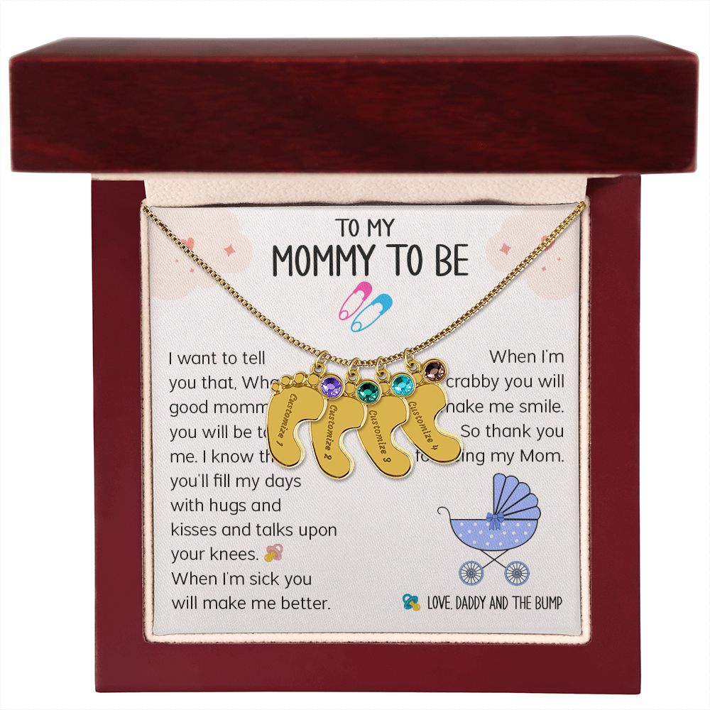 To My Mommy To Be - Love Daddy And The Bump (Custom Name Necklace w/ Birthstone)