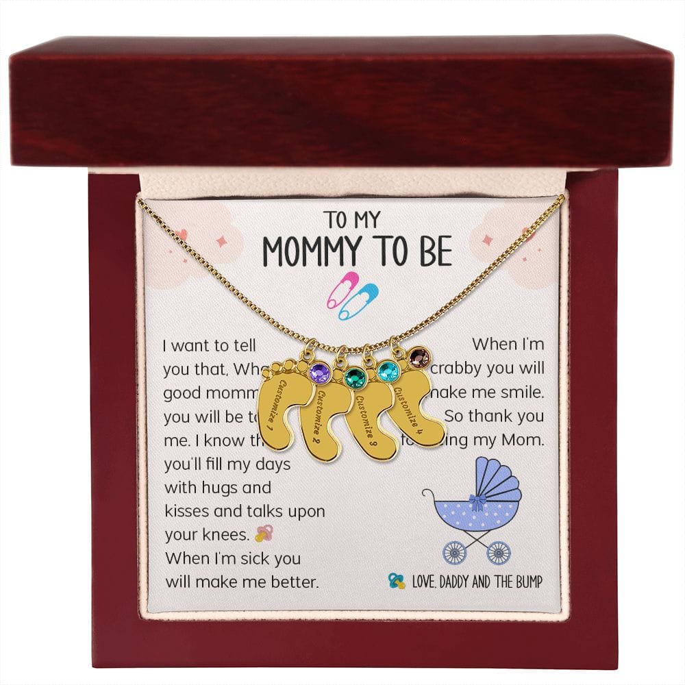 To My Mommy To Be - Love Daddy And The Bump (Custom Name Necklace w/ Birthstone)
