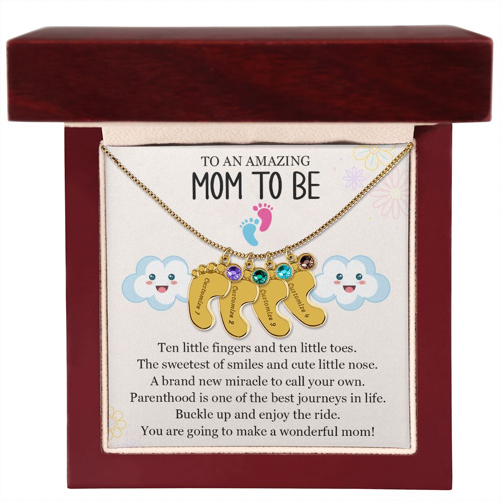 To An Amazing Mom To Be - A Brand New Miracle (Custom Name Necklace W/ Birthstone)