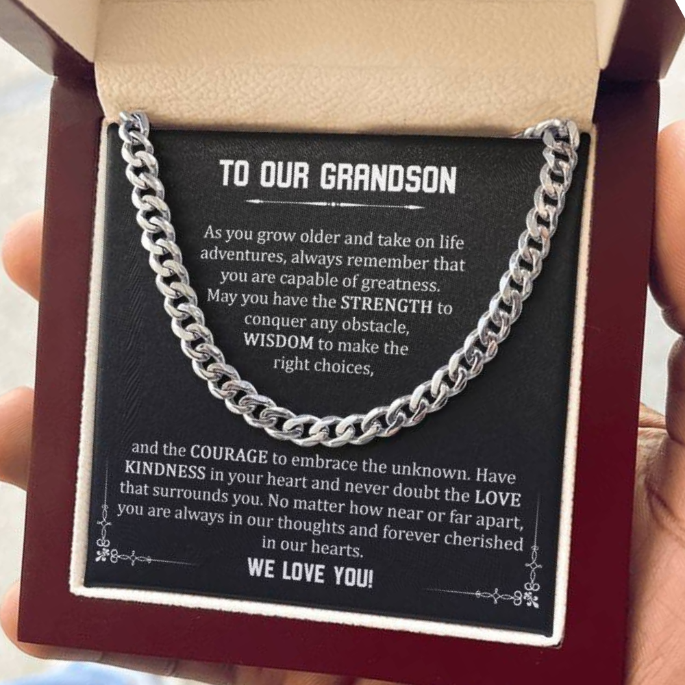 To Our Grandson - We Love You (Cuban Link Chain)