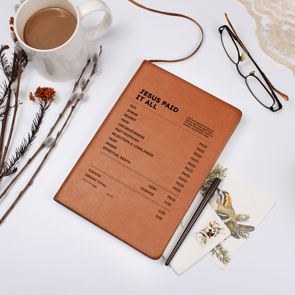 Jesus Paid It All Journal – Christian Faith Leather Notebook Gift