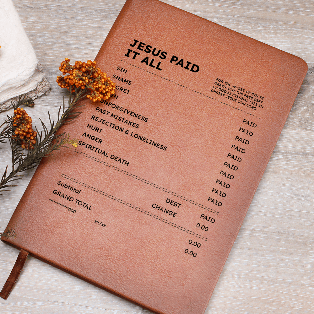Jesus Paid It All Journal – Christian Faith Leather Notebook Gift