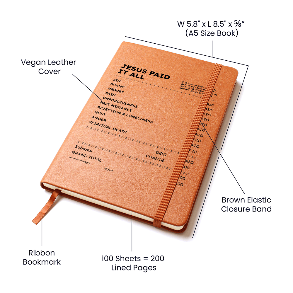 Jesus Paid It All Journal – Christian Faith Leather Notebook Gift