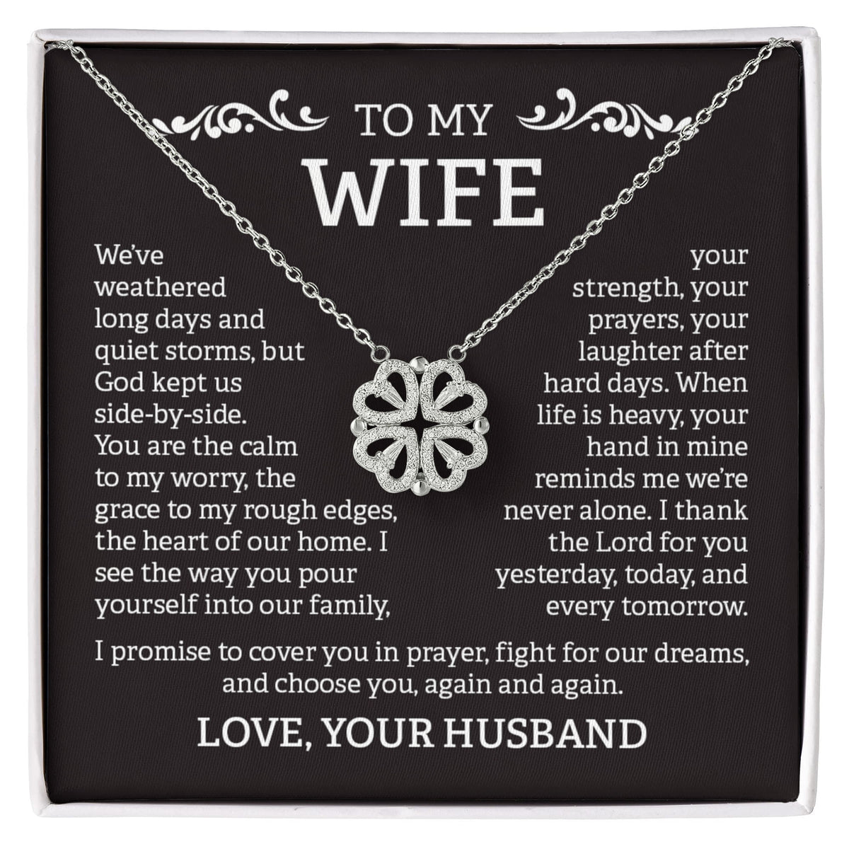 To My Wife –Magnetic Hearts Necklace from Husband | God Kept Us Side-by-Side