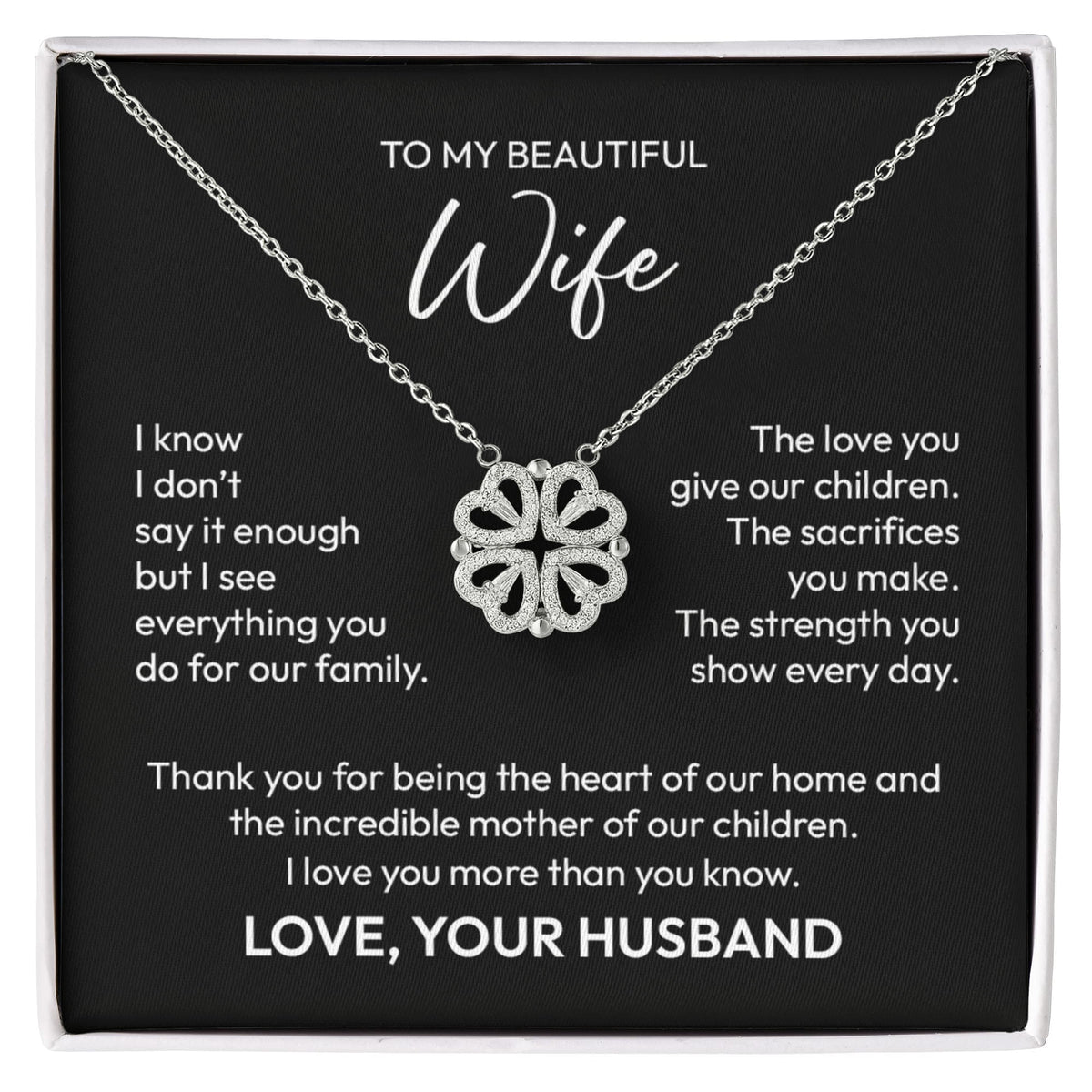 To My Wife Necklace – Appreciation Gift from Husband | Magnetic Hearts Necklace