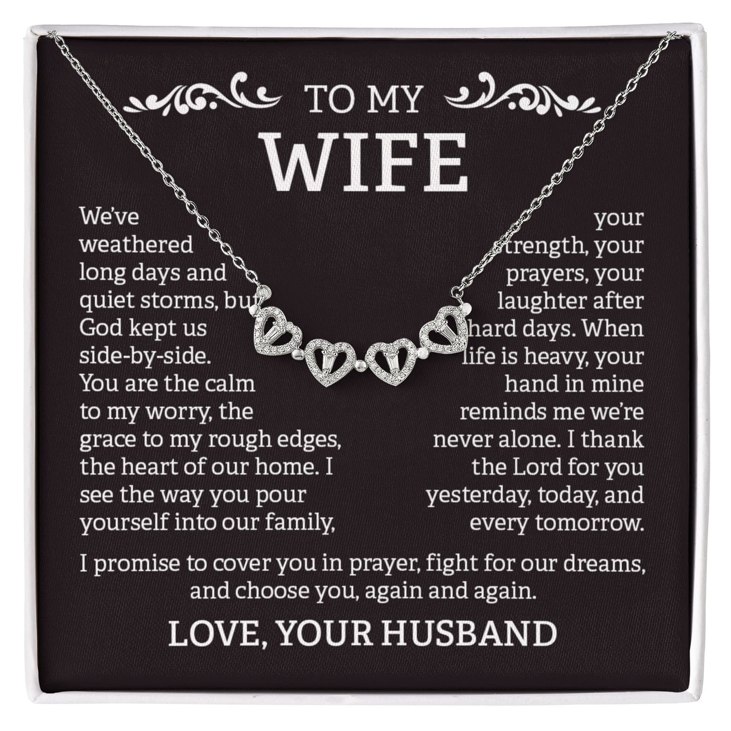 To My Wife –Magnetic Hearts Necklace from Husband | God Kept Us Side-by-Side