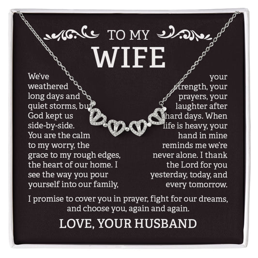 To My Wife –Magnetic Hearts Necklace from Husband | God Kept Us Side-by-Side